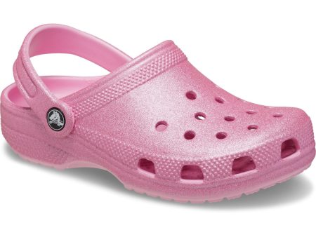 Crocs Pink Tweed Glitter Classic Glitter Clog For Cheap