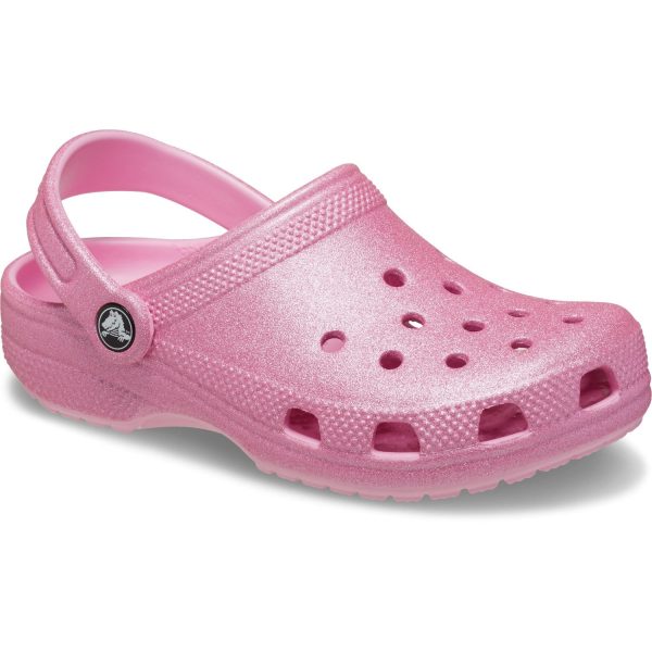 Crocs Pink Tweed Glitter Classic Glitter Clog For Cheap