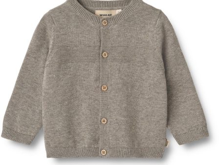 Wheat Warm Grey Melange Knit Cardigan Sofus Online Hot Sale