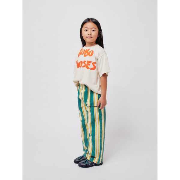 Bobo Choses Dark Green Stripes Straight Bukser Hot on Sale