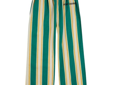 Bobo Choses Dark Green Stripes Straight Bukser Hot on Sale