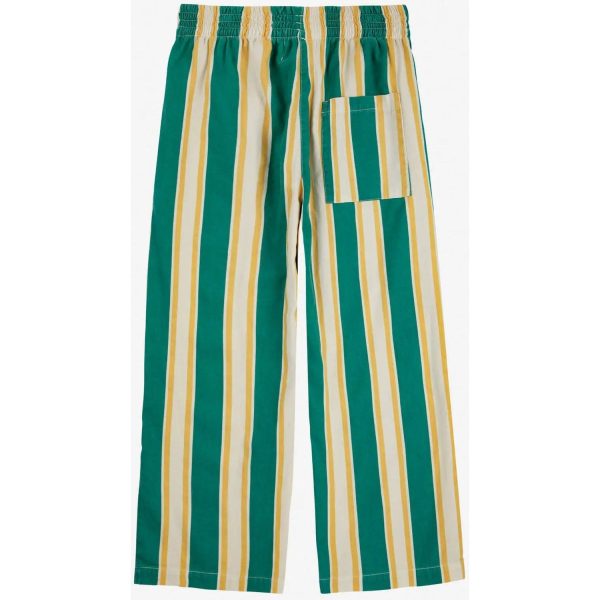 Bobo Choses Dark Green Stripes Straight Bukser Hot on Sale